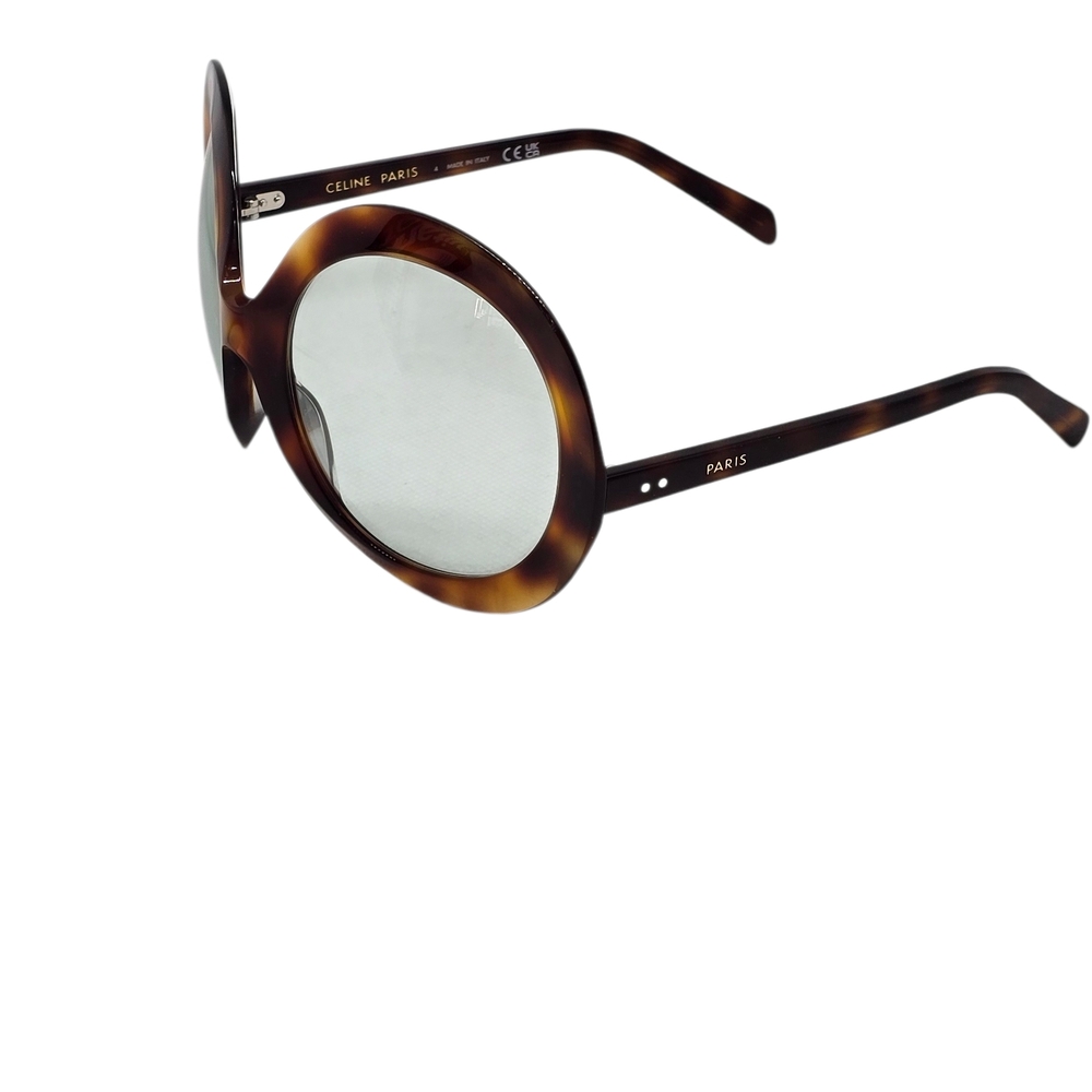 Celine Tortoiseshell Round Sunglasses with Light Green Lenses - Picture 3 of 6